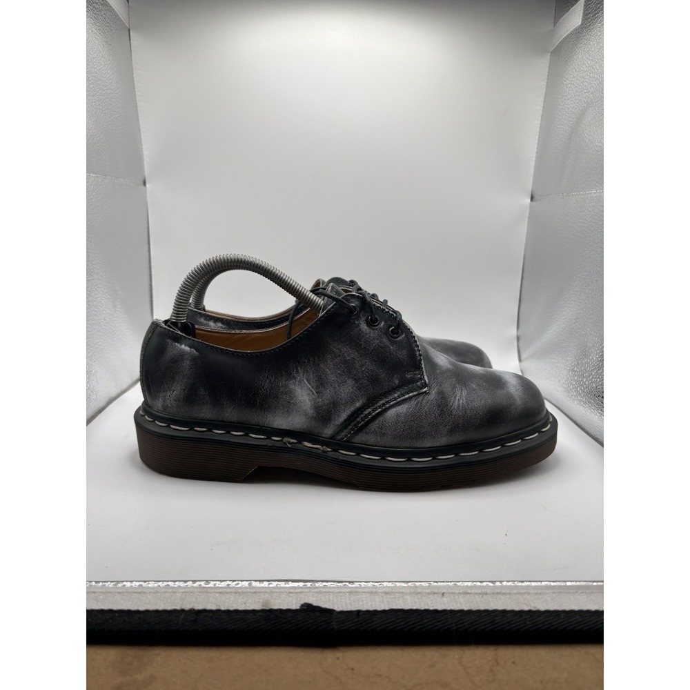 Vintage Dr Martens 1461 MIE Rub Off Charcoal Black Leather Derby Shoes UK 7 US 8